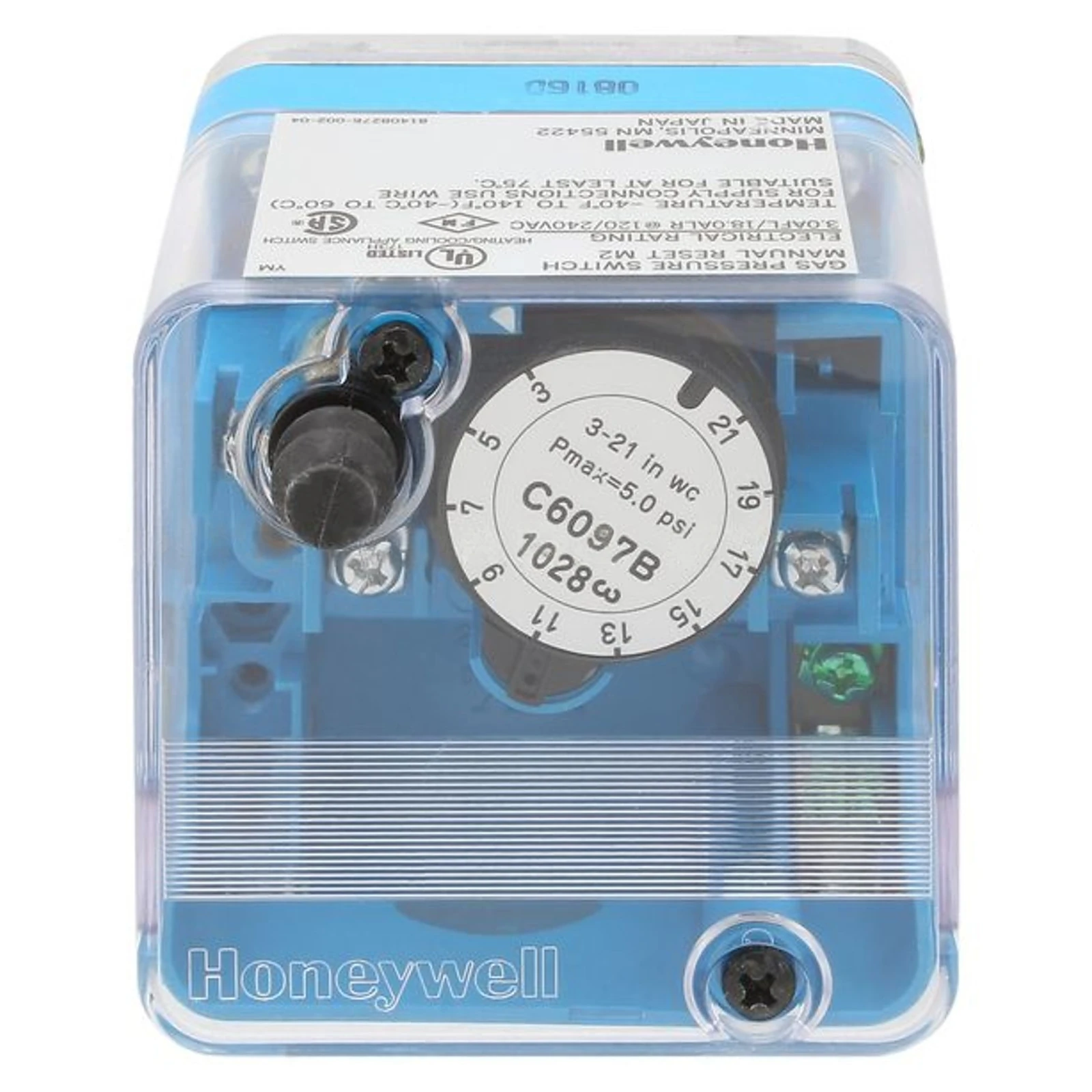 C6097A1111 - Pressostato de Gás e Ar Honeywell C6097A — Queda, 1,5–7 psi, Reset Manual, 1/4" NPT C6097A1111 - Honeywell - Distribuidor Holmax