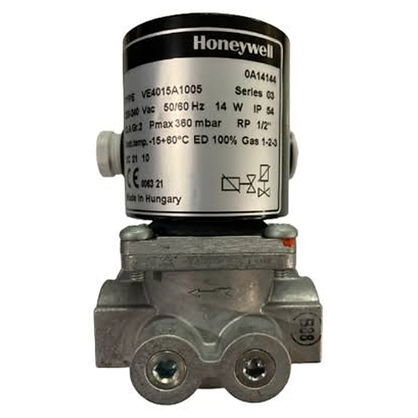 VE4015B1004 — Válvula Solenoide de Gás Honeywell VE4000 DN15 — Rp 1/2", 360 mbar VE4015B1004 - Honeywell